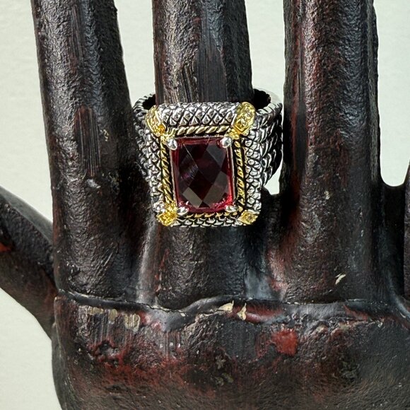 Vintage 2004 Retired Premier Designs Purple Glass Two-Tone Ring Size 8 - Picture 4 of 7